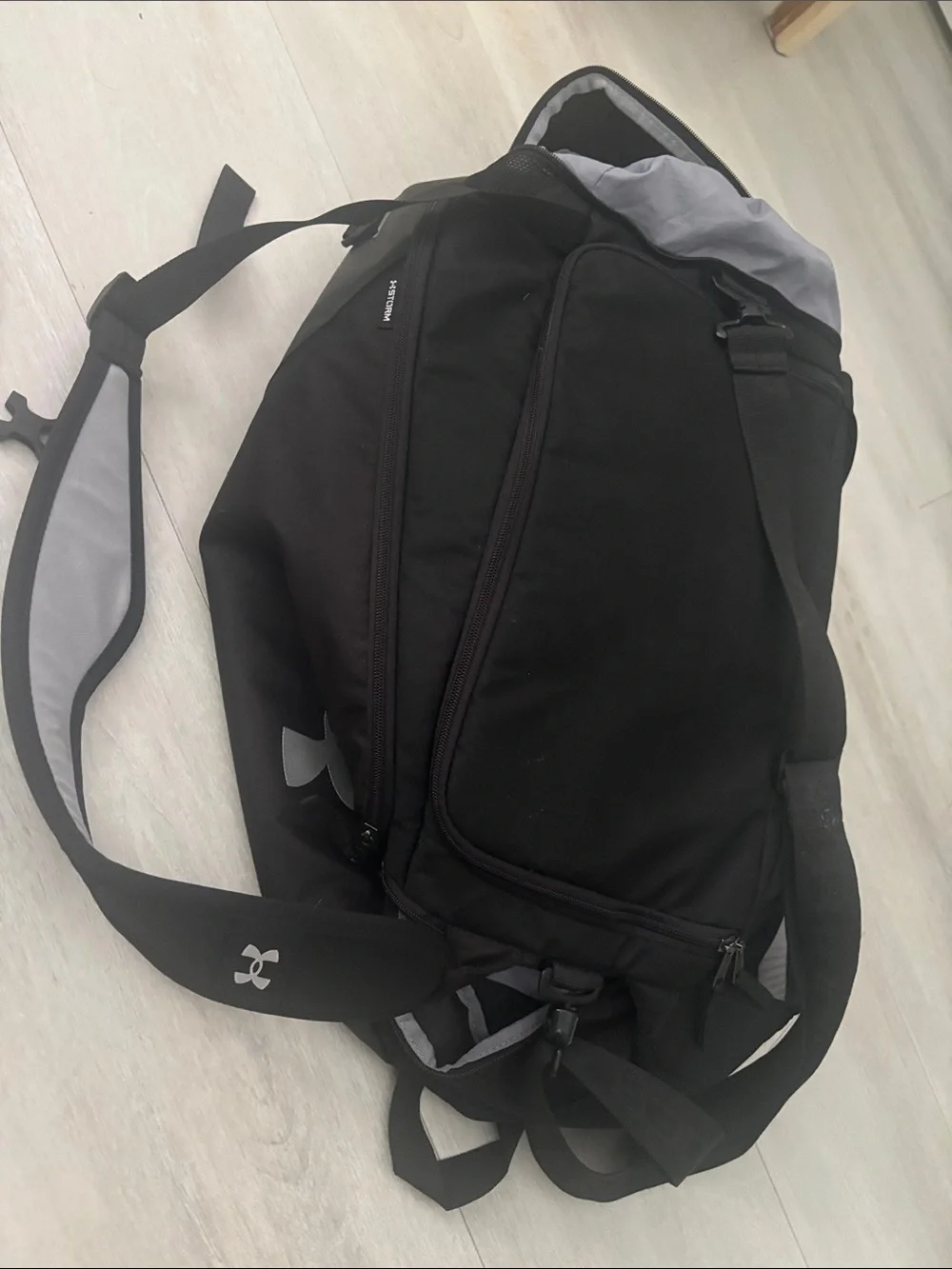 Under Armour Black Duffel Bag with Grey Accents